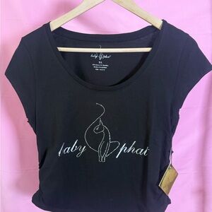 Baby Phat Black Short Sleeve Tee, Rouched Sides, Size XL